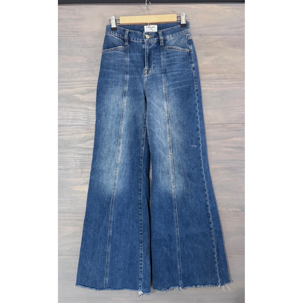 FRAME The Pintuck‎ Flared StraightLeg Mid Rise Stretch-Denim Blend Jeans 25 - Picture 5 of 13